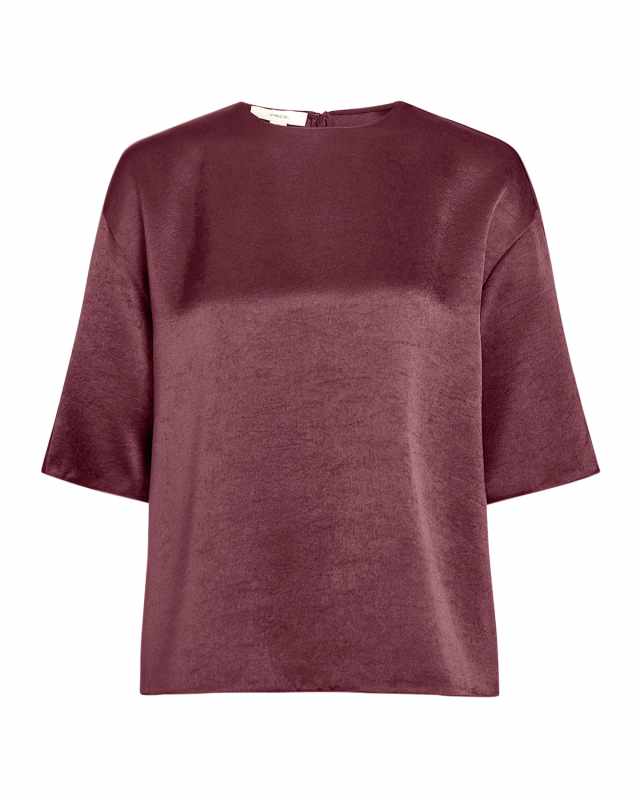 Satin Short-Sleeve Blouse